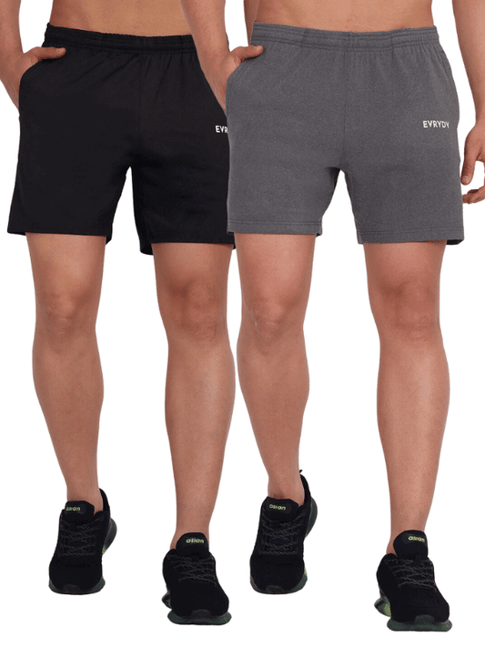 2 Pack Essential Comfort Shorts - Black & Grey