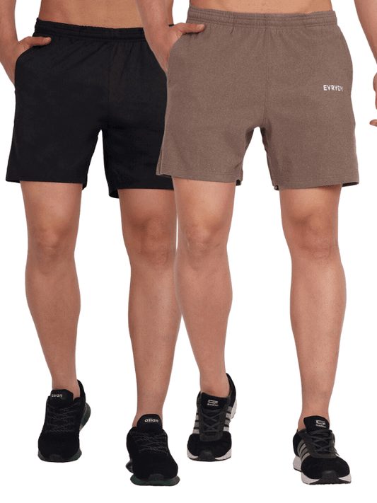 2 Pack Essential Comfort Shorts - Black & Brown