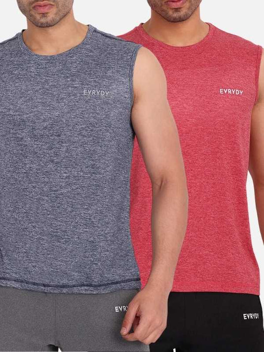 2 Pack Essential Tanks - Red & Grey Heather