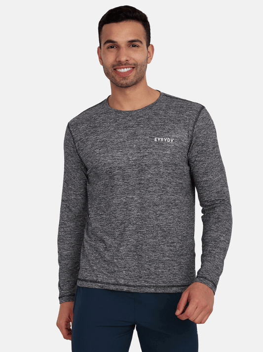 Essential Long Sleeves Tees - Black Melange